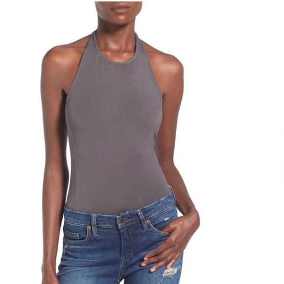 Madison & Berkeley Other - Madison Berkeley Charcoal Halter Bodysuit M